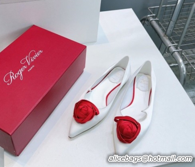 Stylish Roger Vivier Rose Ballerinas Flat in Satin White 0225008 2026