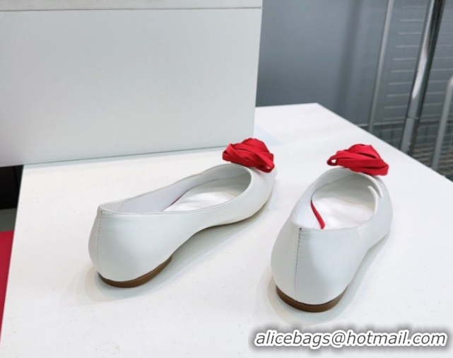 Stylish Roger Vivier Rose Ballerinas Flat in Satin White 0225008 2026
