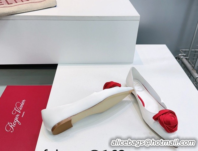 Stylish Roger Vivier Rose Ballerinas Flat in Satin White 0225008 2026