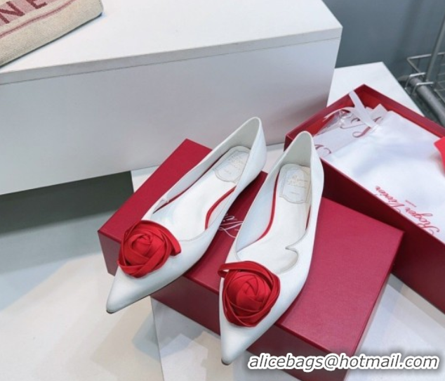 Stylish Roger Vivier Rose Ballerinas Flat in Satin White 0225008 2026