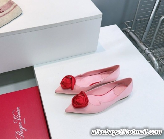 Good Quality Roger Vivier Rose Ballerinas Flat in Satin 0225008 Pink 2026