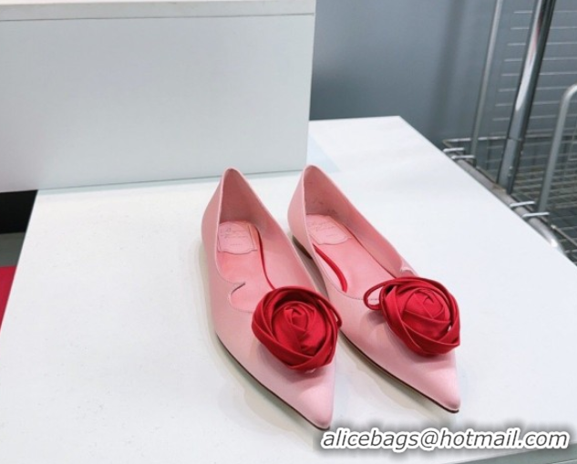 Good Quality Roger Vivier Rose Ballerinas Flat in Satin 0225008 Pink 2026