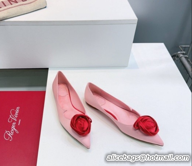 Good Quality Roger Vivier Rose Ballerinas Flat in Satin 0225008 Pink 2026