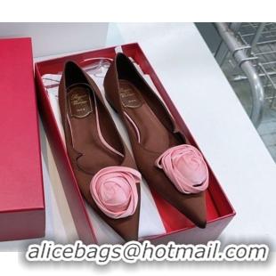 Purchase Roger Vivier Rose Ballerinas Flat in Satin 0225008 Brown 2026
