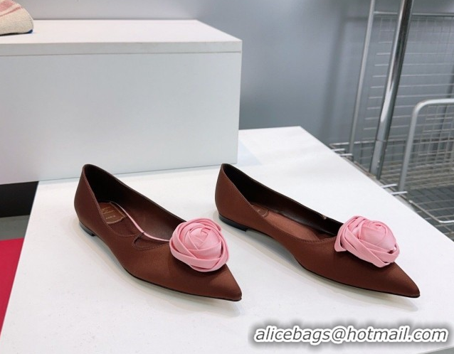 Purchase Roger Vivier Rose Ballerinas Flat in Satin 0225008 Brown 2026
