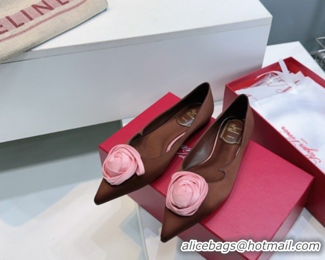 Purchase Roger Vivier Rose Ballerinas Flat in Satin 0225008 Brown 2026