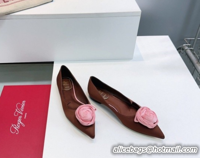Purchase Roger Vivier Rose Ballerinas Flat in Satin 0225008 Brown 2026