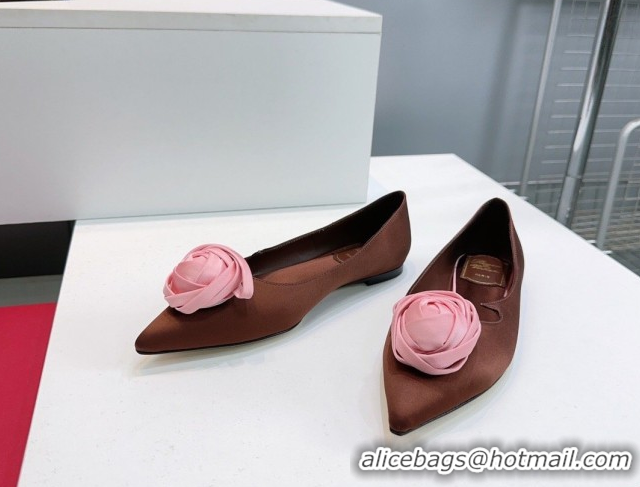 Purchase Roger Vivier Rose Ballerinas Flat in Satin 0225008 Brown 2026