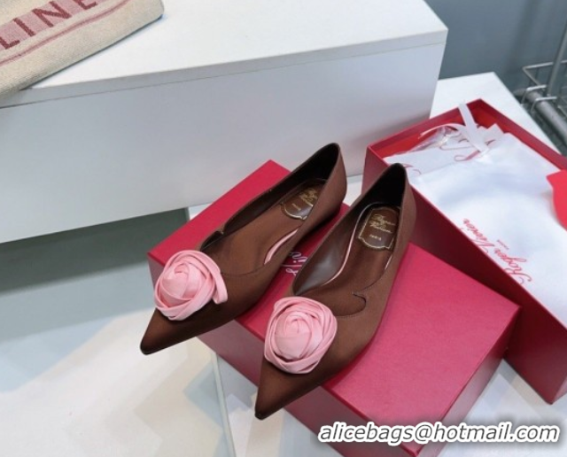 Purchase Roger Vivier Rose Ballerinas Flat in Satin 0225008 Brown 2026