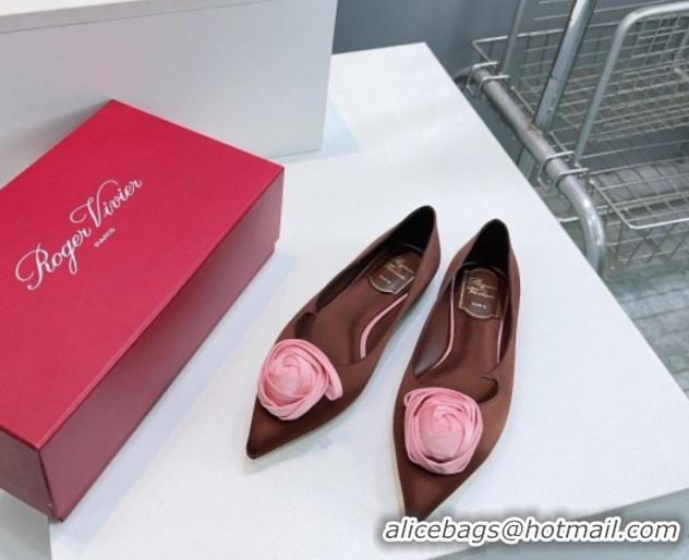 Purchase Roger Vivier Rose Ballerinas Flat in Satin 0225008 Brown 2026