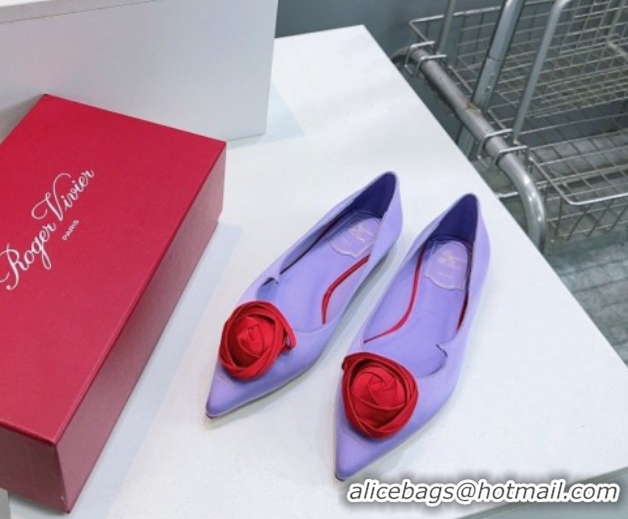 Grade Quality Roger Vivier Rose Ballerinas Flat in Satin 0225008 Purple 2026