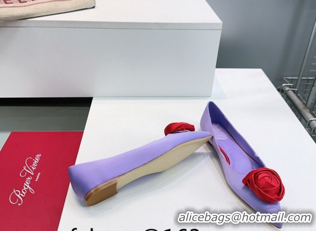Grade Quality Roger Vivier Rose Ballerinas Flat in Satin 0225008 Purple 2026