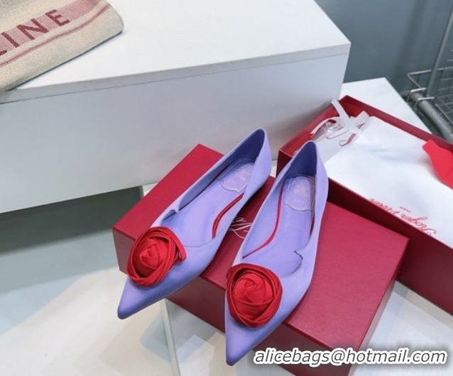Grade Quality Roger Vivier Rose Ballerinas Flat in Satin 0225008 Purple 2026