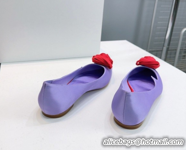 Grade Quality Roger Vivier Rose Ballerinas Flat in Satin 0225008 Purple 2026