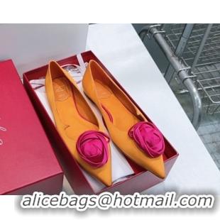 Top Design Roger Vivier Rose Ballerinas Flat in Satin 0225008 Yellow 2026