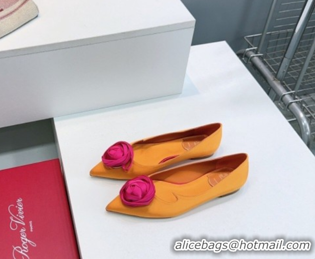 Top Design Roger Vivier Rose Ballerinas Flat in Satin 0225008 Yellow 2026