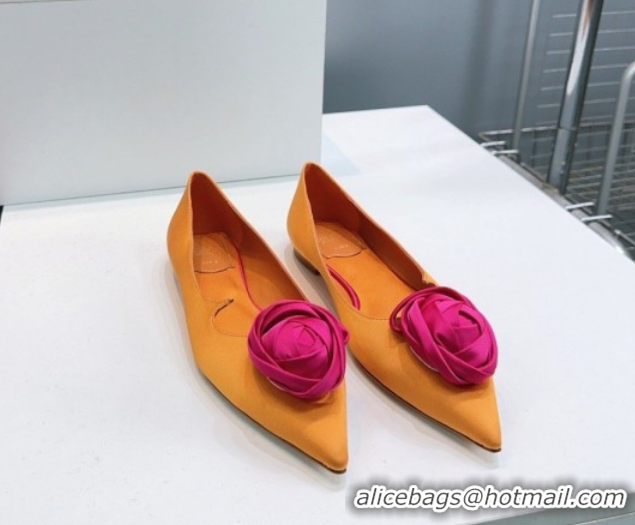 Top Design Roger Vivier Rose Ballerinas Flat in Satin 0225008 Yellow 2026