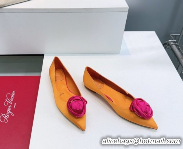 Top Design Roger Vivier Rose Ballerinas Flat in Satin 0225008 Yellow 2026