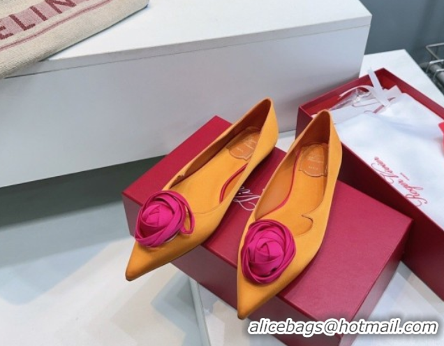 Top Design Roger Vivier Rose Ballerinas Flat in Satin 0225008 Yellow 2026
