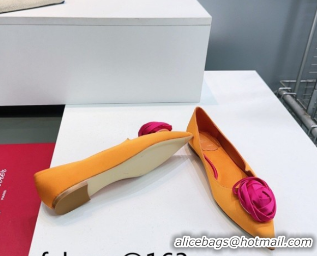 Top Design Roger Vivier Rose Ballerinas Flat in Satin 0225008 Yellow 2026