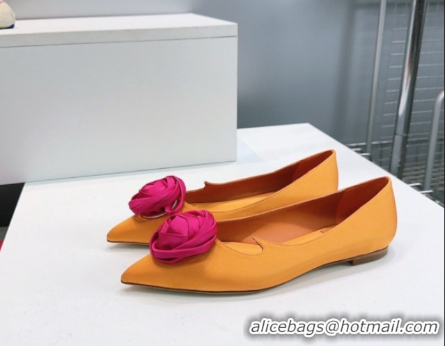Top Design Roger Vivier Rose Ballerinas Flat in Satin 0225008 Yellow 2026