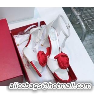 Perfect Roger Vivier Rose Heel Sandals 10cm in Satin 0225015 White 2026