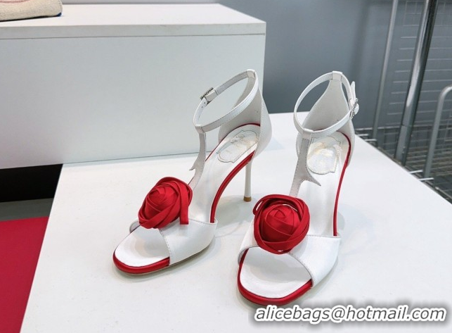 Perfect Roger Vivier Rose Heel Sandals 10cm in Satin 0225015 White 2026