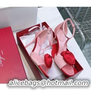 Unique Style Roger Vivier Rose Heel Sandals 10cm in Satin 0225015 Pink 2026