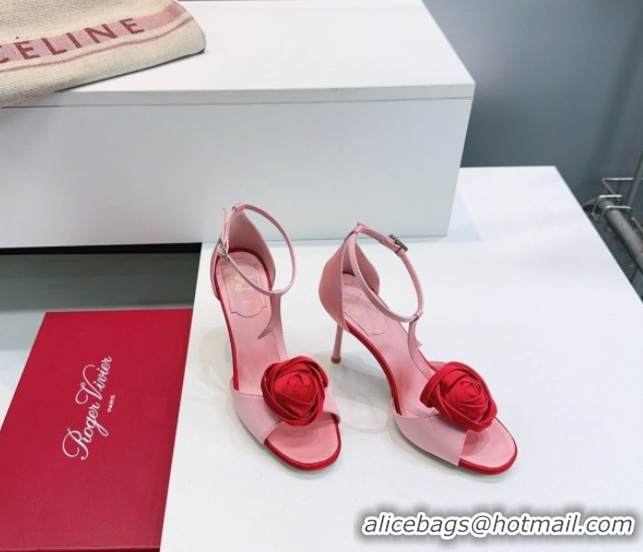 Unique Style Roger Vivier Rose Heel Sandals 10cm in Satin 0225015 Pink 2026