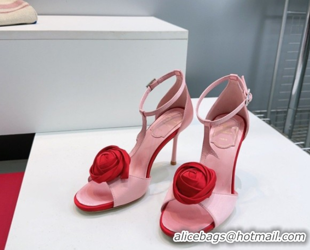 Unique Style Roger Vivier Rose Heel Sandals 10cm in Satin 0225015 Pink 2026
