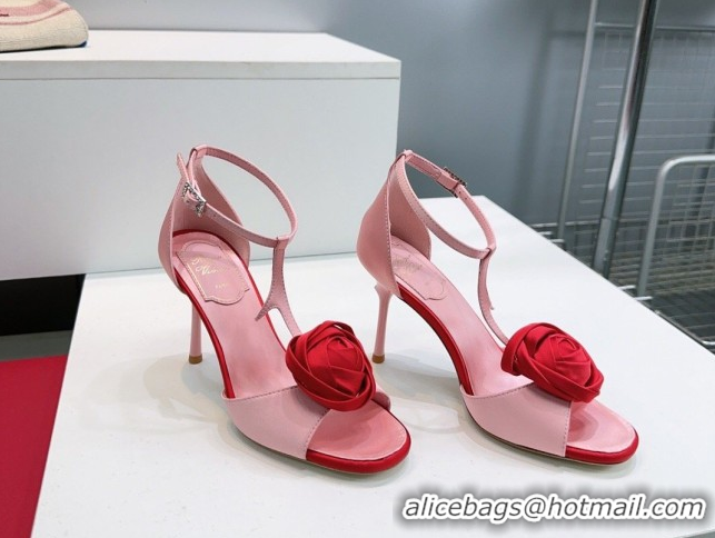 Unique Style Roger Vivier Rose Heel Sandals 10cm in Satin 0225015 Pink 2026