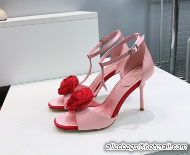 Unique Style Roger Vivier Rose Heel Sandals 10cm in Satin 0225015 Pink 2026