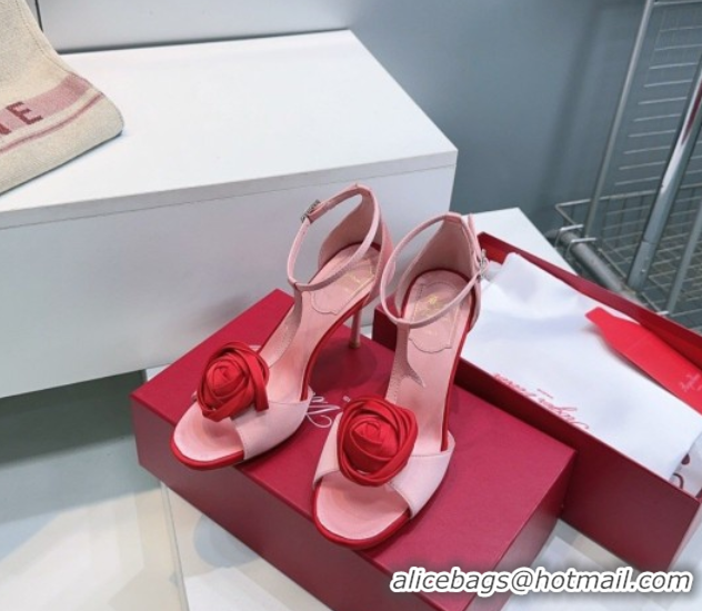 Unique Style Roger Vivier Rose Heel Sandals 10cm in Satin 0225015 Pink 2026