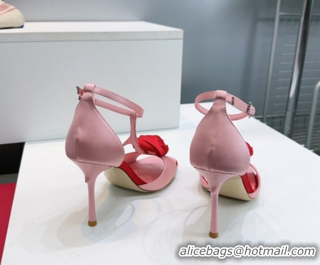 Unique Style Roger Vivier Rose Heel Sandals 10cm in Satin 0225015 Pink 2026