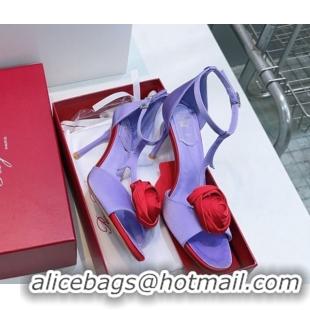 Good Looking Roger Vivier Rose Heel Sandals 10cm in Satin 0225015 Purple 2026