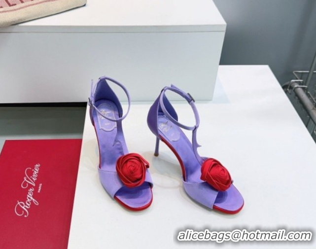 Good Looking Roger Vivier Rose Heel Sandals 10cm in Satin 0225015 Purple 2026
