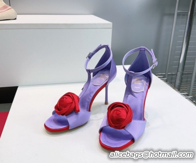 Good Looking Roger Vivier Rose Heel Sandals 10cm in Satin 0225015 Purple 2026
