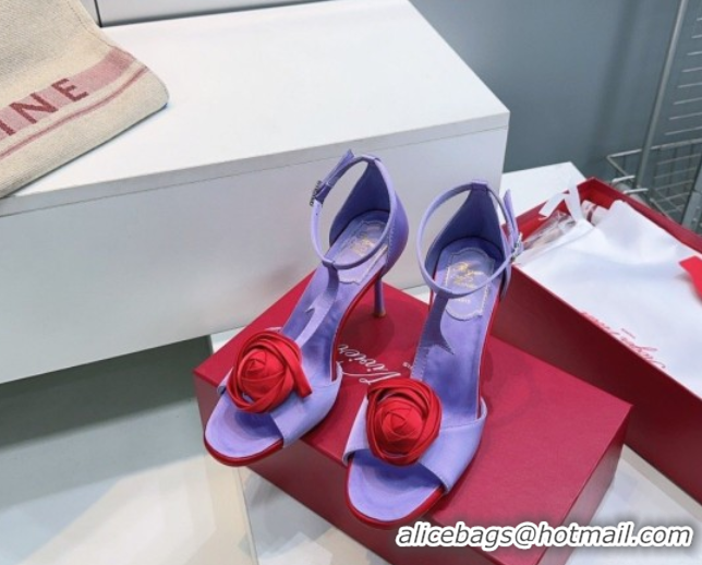 Good Looking Roger Vivier Rose Heel Sandals 10cm in Satin 0225015 Purple 2026