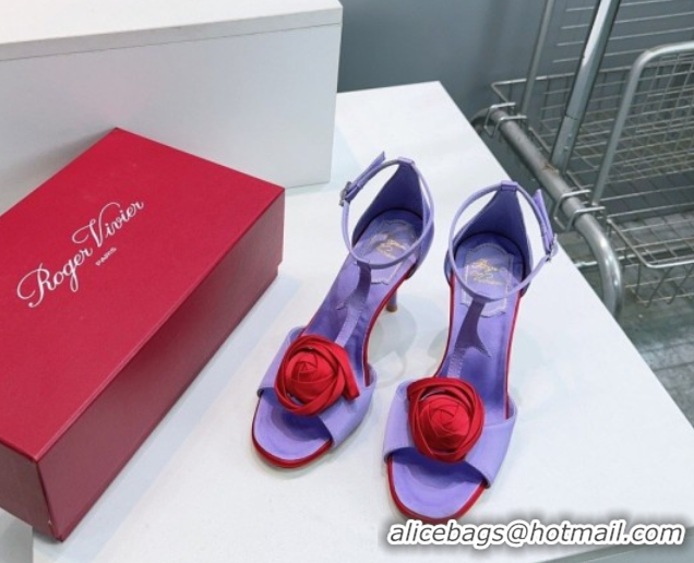 Good Looking Roger Vivier Rose Heel Sandals 10cm in Satin 0225015 Purple 2026