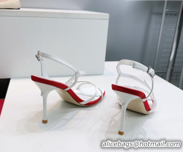 Luxury Roger Vivier Rose Heel Sandals 10cm in Satin 0225020 White 2026