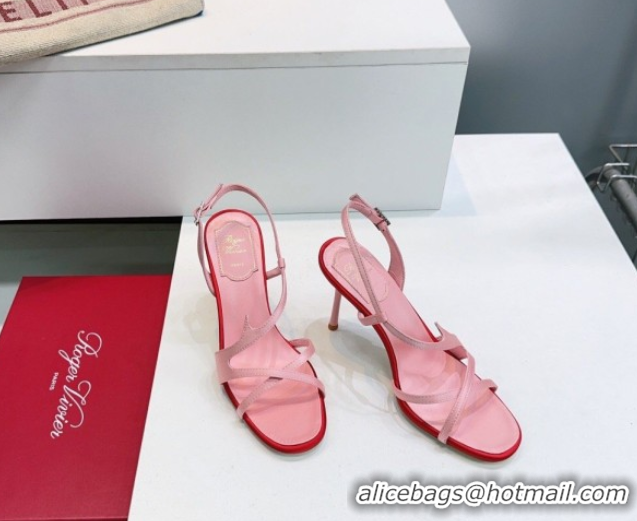 Perfect Roger Vivier Rose Heel Sandals 10cm in Satin 0225020 Pink 2026