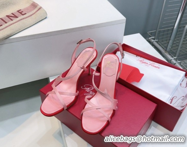 Perfect Roger Vivier Rose Heel Sandals 10cm in Satin 0225020 Pink 2026