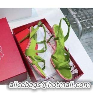 Unique Style Roger Vivier Rose Heel Sandals 10cm in Satin 0225020 Green 2026