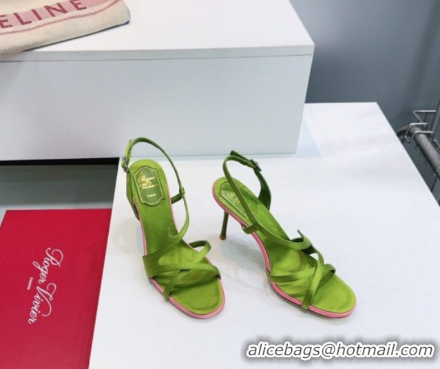 Unique Style Roger Vivier Rose Heel Sandals 10cm in Satin 0225020 Green 2026