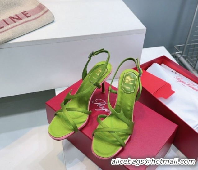 Unique Style Roger Vivier Rose Heel Sandals 10cm in Satin 0225020 Green 2026