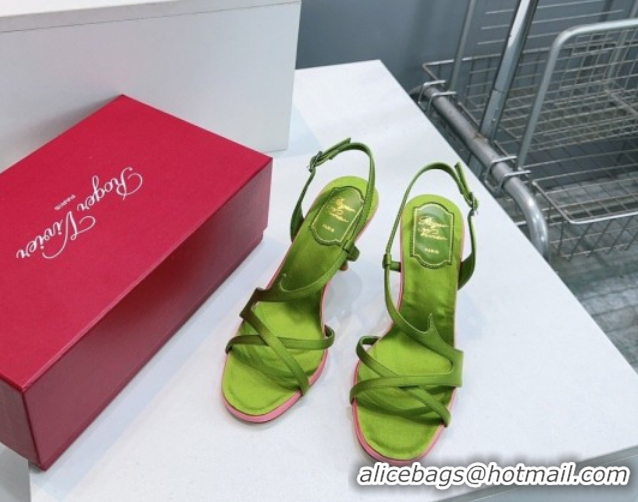 Unique Style Roger Vivier Rose Heel Sandals 10cm in Satin 0225020 Green 2026