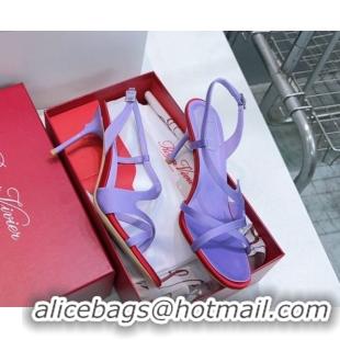 Top Grade Roger Vivier Rose Heel Sandals 10cm in Satin 0225020 Purple 2026