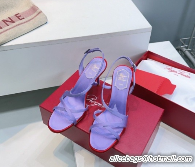 Top Grade Roger Vivier Rose Heel Sandals 10cm in Satin 0225020 Purple 2026