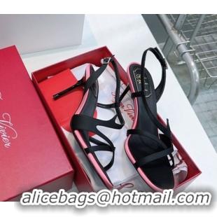 Popular Style Roger Vivier Rose Heel Sandals 10cm in Satin 0225020 Black 2026