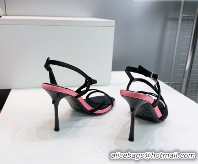Popular Style Roger Vivier Rose Heel Sandals 10cm in Satin 0225020 Black 2026